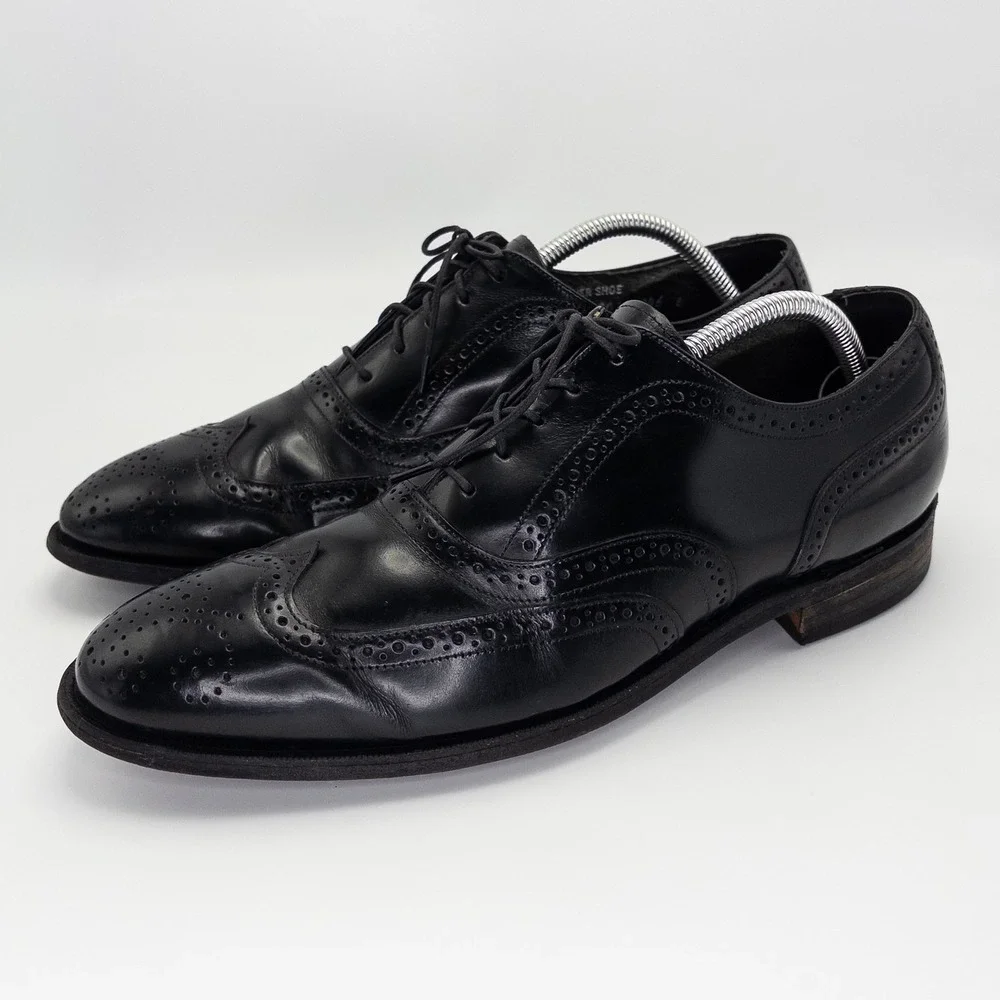 Stafford Comfort Plus Men's 10.5 D Black Leather Wingtip Oxford Dress Shoes